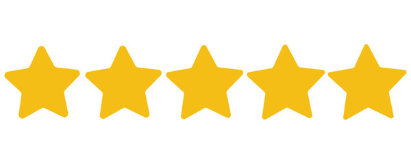 Five stars icon Vector. Five stars customer product rating review flat icon for apps and websites. 11:11