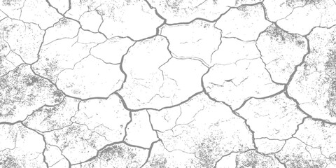 black and white dust and cracked concrete wall Texture pattern design element white background.
