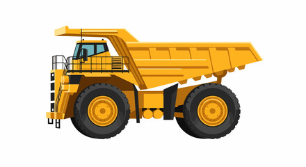 Yellow Mining Truck Isolated On White Background Heavy Equipment