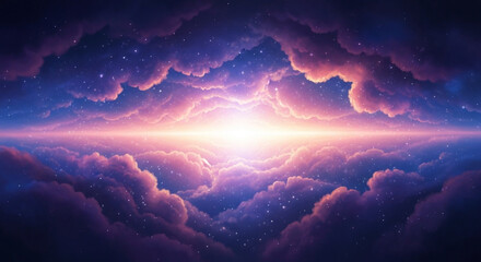 Surreal clouds and stars in a dreamy sky, abstract cosmic background