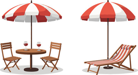 beach chairs and umbrellas
