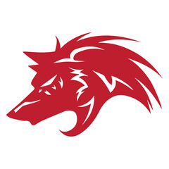 Stylized Red Wolf Head Icon