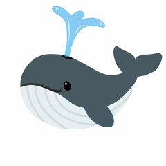 Obraz premium Cute Whale in Flat Style for Ocean Animal Illustration
