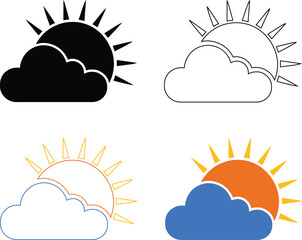 unique Half sun behind cloud bundle icon