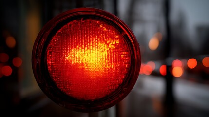 Red traffic light with a yellow light in the middle