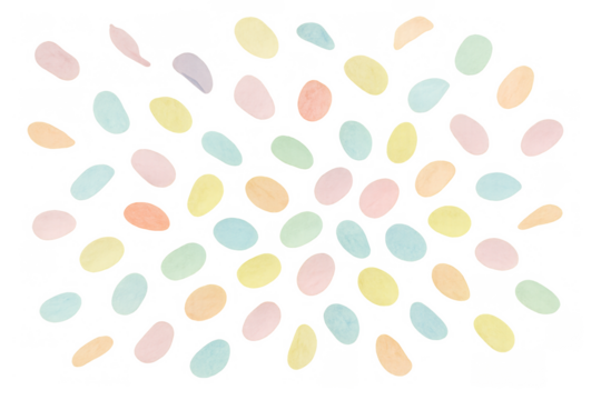 Pastel jelly beans dropping, scatter, floating, flying, vibrant sweet candy pattern, transparent background - Powered by Adobe