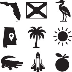 florida themed icon set collection