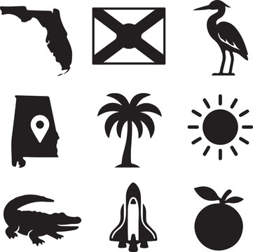 florida themed icon set collection