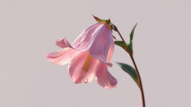soft pink bell flower glowing petals with delicate translucent light