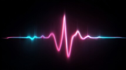neon heartbeat waveform with bold cyan magenta glow on black background