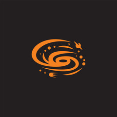 galaxy system rotate simple star planet abstract symbol vector