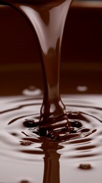 Melted liquid chocolate. Filmed on a high-speed camera. High quality FullHD footage