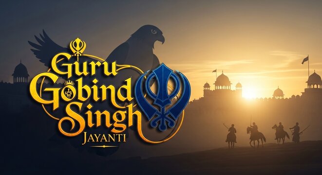 Guru Gobind Singh Jayanti Celebration Indian Festival Sikh History Riders Sunset Image