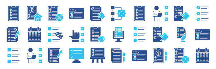 To do list color editable icon set collection . Contain icons related to checklist, plan, task, and more. Editable stroke. Vector illustration eps 10