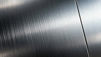 Close-up of brushed metal surface with reflective texture and vertical seam