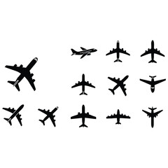 Diverse airplane icons for travel and aviation projects