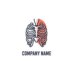 Rib Cage and Lung Illustration for Medical Company Logo Design.