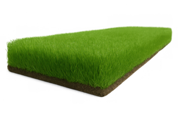 Green grass patch with soil base, perfect turf for gardening, landscaping, design elements with transparent background