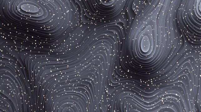 A textured scene features flowing, wavy patterns in shades of gray, resembling a sophisticated topographical map. Small white dots are scattered across the surface, adding visual interest and depth. - Powered by Adobe