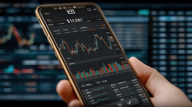 Mobile Phone Displaying Stock Market Data with Trading Interface