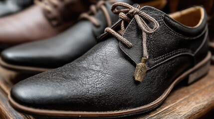 Elegant black leather shoes with stylish design and quality craftsmanship