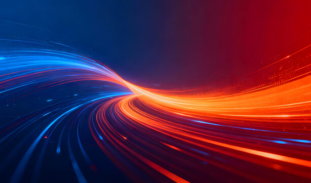 Abstract Futuristic Light Trails in Red and Blue Motion