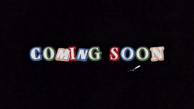 Vibrant and anticipation-filled 'Coming Soon' message featuring colorful, playful letters on a deep black background, signaling an exciting future announcement or launch 4K Motion Animations