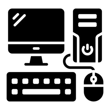 computer setup glyph icon for office desktop environment