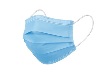 Blue surgical face mask protecting against virus, dust, and pollution, medical health disposable respiratory protection during pandemic