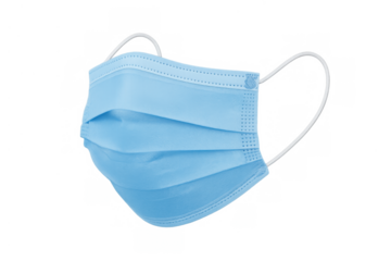 Blue surgical face mask protecting against virus, dust, and pollution, medical health disposable respiratory protection during pandemic