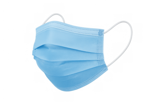 Blue surgical face mask protecting against virus, dust, and pollution, medical health disposable respiratory protection during pandemic
