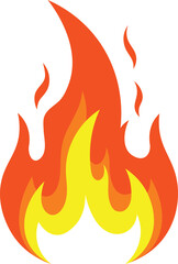 Stylized orange and yellow flames on white background fire heat