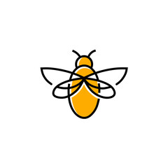Minimalist Bee Logo with Elegant Line Art Wings

