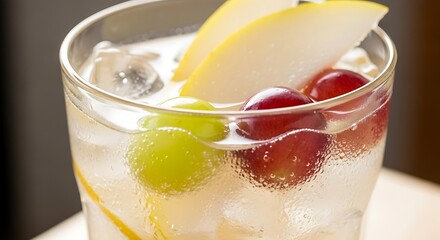 Refreshing Fruit Infused Water with Grapes and Pear Slices.