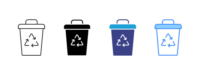 Recycling icon set multiple style collection