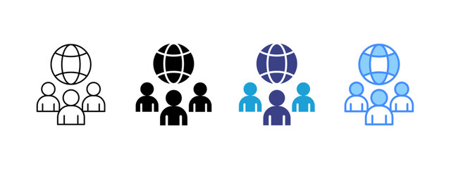 Community icon set multiple style collection