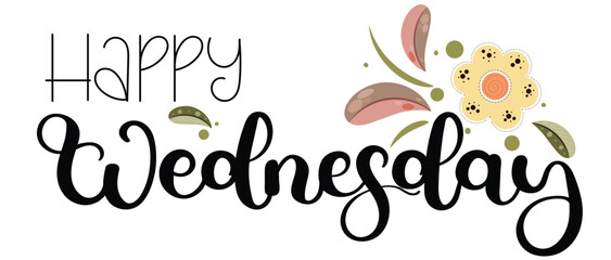 	
Hello WEDNESDAY. Wednesday day of the week with flowers, butterflies and leaves. Illustration (Wednesday)	
