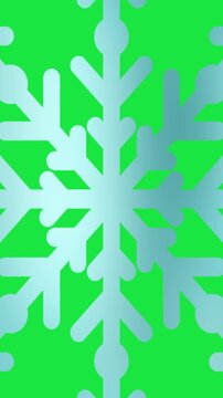 Christmas snowflake transition zoom on green screen background vertical video