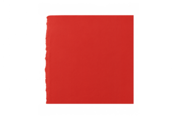 Red square paperback book isolated on transparent background, presenting an empty customizable cover mockup for branding