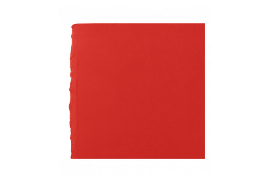 Red square paperback book isolated on transparent background, presenting an empty customizable cover mockup for branding - Powered by Adobe