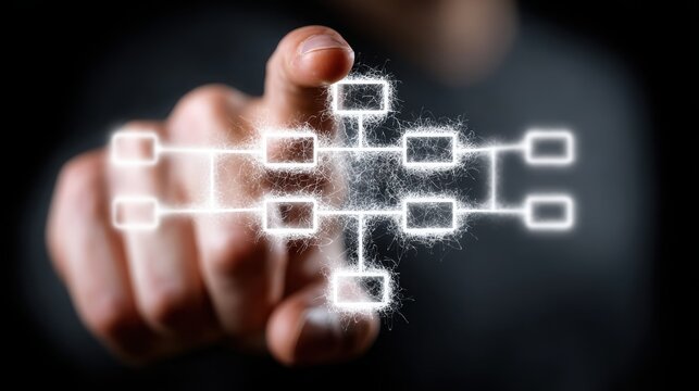 Business optimization execution framework roadmap icon featuring a hand signifying collaborative action and strategy