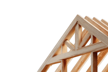 Close-up of wooden roof framing