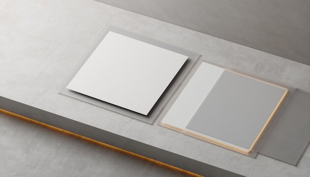 Elegant square greeting card mockup with translucent vellum overlay and soft backlight. - Powered by Adobe