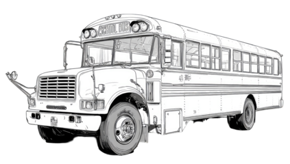Monochromatic school bus, side view
