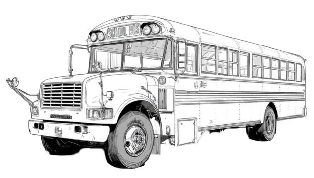 Monochromatic school bus, side view