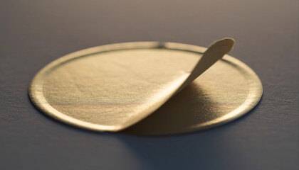 Macro mockup of blank circular sticker being peeled from kiss-cut sheet.