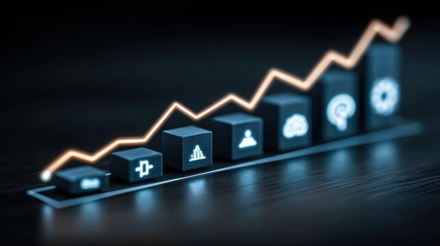 Corporate ai maturity roadmap icon concept depicting future strategies and directions for advancing business technology growth