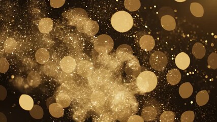 Sparkling golden bokeh and glitter particles drift elegantly in a festive celebration background - Powered by Adobe