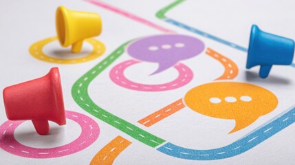 Corporate communication roadmap icon concept designed for professional business strategies and effective team collaboration