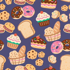 Sweet cake seamless pattern set 